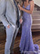Sparkly V-neck Spaghetti Strap Mermaid Long Prom Dress,PD4583