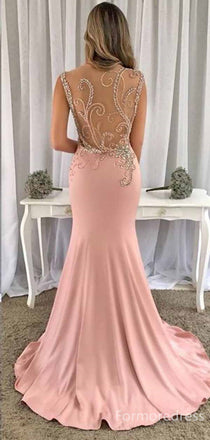 Gorgeous V-neck Beadings Split Side Mermaid Long Prom Dress,PD4581