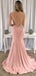 Gorgeous V-neck Beadings Split Side Mermaid Long Prom Dress,PD4581