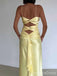 ElegantV-neck Spaghetti Strap Yellow Mermaid Long Prom Dress,PD4577
