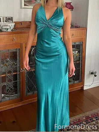 Elegant V-neck Green Mermaid Long Prom Dress,PD4573