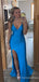 Elegant V-neck Spaghetti Strap Split Side Mermaid Long Prom Dress,PD4569