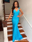 Sexy V-neck Straps Backless Mermaid Long Prom Dress,PD455