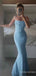 Elegant Blue Spaghetti Strap Mermaid Long Prom Dress,PD451