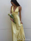 Elegant V-neck Yellow Backless Mermaid Long Prom Dress,PD449