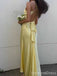 Elegant V-neck Yellow Backless Mermaid Long Prom Dress,PD449