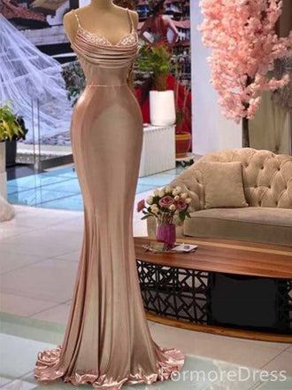 Elegant V-neck Spaghetti Strap Mermaid Long Prom Dress,PD447