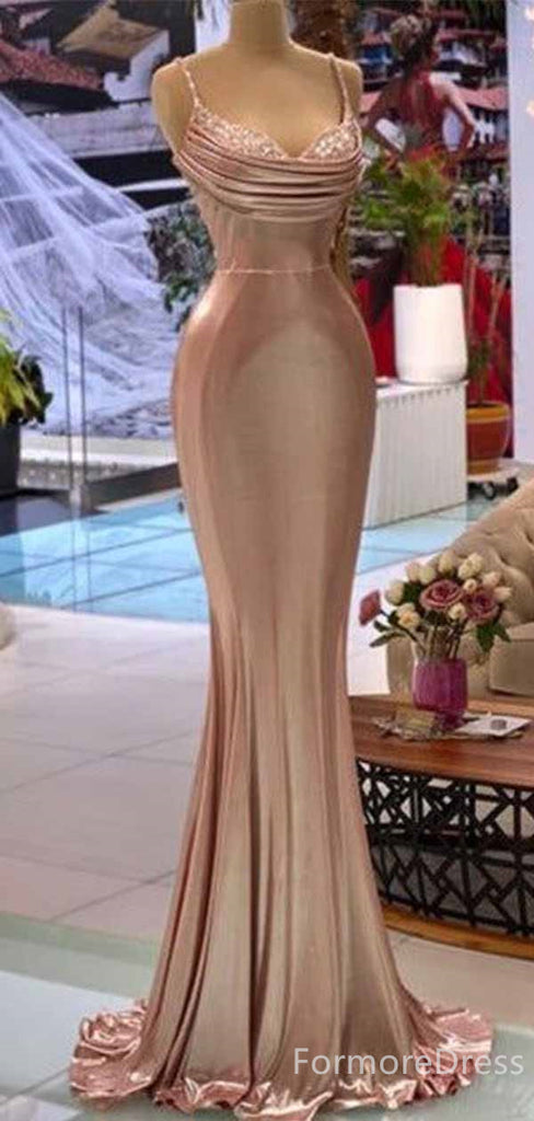 Elegant V-neck Spaghetti Strap Mermaid Long Prom Dress,PD447