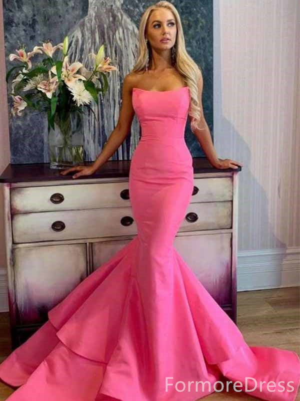 Elegant V-neck Strapless Mermaid Long Prom Dress,PD445