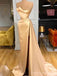 Elegant Strapless Split Side Champagne Mermaid Long Prom Dress,PD441