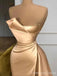 Elegant Strapless Split Side Champagne Mermaid Long Prom Dress,PD441