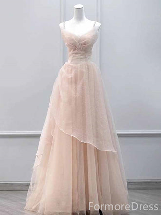 Elegant V-neck Spaghetti Strap A-line Long Prom Dress,PD429