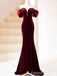 Elegant Sweetheart Off-Shoulder Burgundy Strapless Mermaid Long Prom Dress,PD420