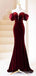 Elegant Sweetheart Off-Shoulder Burgundy Strapless Mermaid Long Prom Dress,PD420
