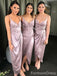 Elegant V-neck Spaghetti Strap Mermaid Long Bridesmaid Dress,  BD129