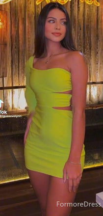 Simple One Shouder A-line Short Mini Homecoming Dress,  HD87