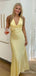 Elegant V-neck Yellow Halter Mermaid Long Prom Dress,PD405
