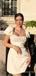 Elegant White Square A-line Short Mini Homecoming Dress,  HD94