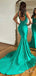 Elegant Green V-neck Mermaid  Long Prom Dress,  PD76