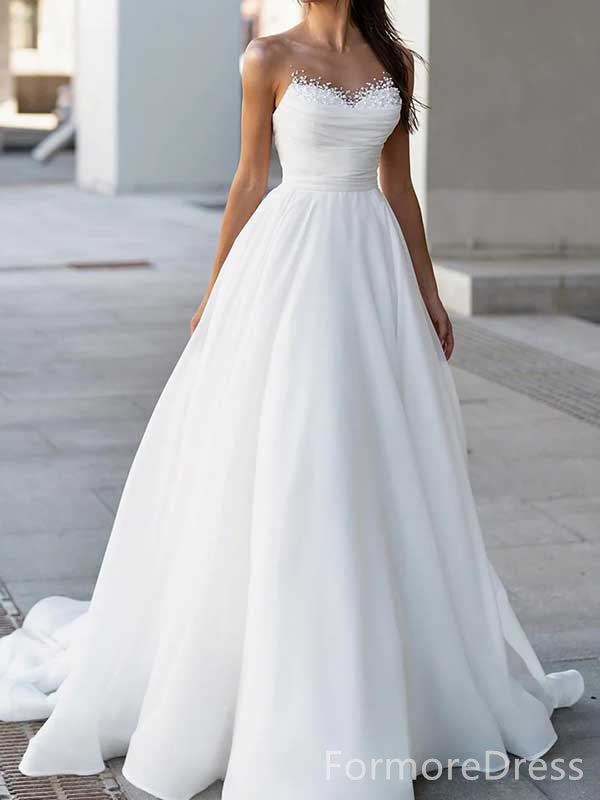 Elegant Sweatheart A-line Long Wedding Dress, WD117