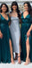 Elegant V-neck Split Side A-line Long Bridesmaid Dress,  BD134