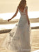 Elegant V-neck Lace A-line Long Wedding Dress, WD120