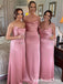 Elegant Spaghetti Strap A-line Long Bridesmaid Dress,BD0002