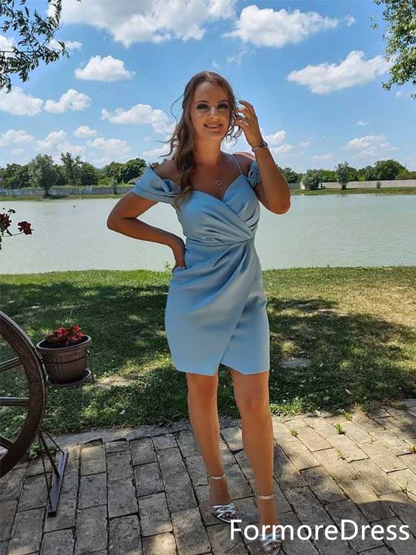 Elegant Spaghetti Strap Off-shoulder A-line Short Mini Homecoming Dress,  HD15
