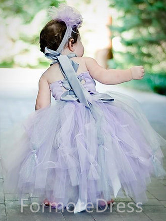 Lovely A-line Halter Long Flower Girl Dress, FGD12