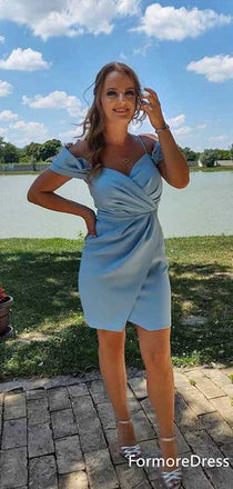 Elegant Spaghetti Strap Off-shoulder A-line Short Mini Homecoming Dress,  HD15