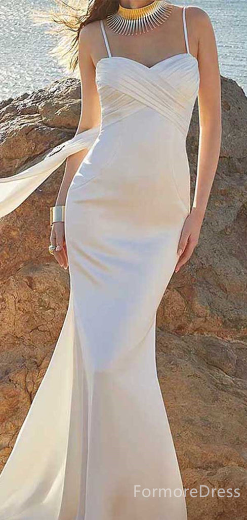 Elegant Spaghetti Strap Mermaid Long Wedding Dress, WD122