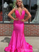 Sexy V-neck Spaghetti Strap Mermaid Long Prom Dress,  PD86