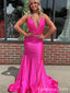 Sexy V-neck Spaghetti Strap Mermaid Long Prom Dress,  PD86