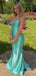 Elegant V-neck Spaghetti Strap Mermaid Long Prom Dress,  PD90