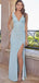 Elegant V-neck Split Side Mermaid Long Prom Dress,  PD91