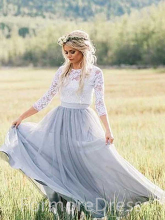 Elegant  Lace A-line Long Wedding Dress,  WD06