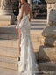 Luxury One-shoulder Lace Appliques Split Side Mermaid Long Wedding Dress, WD126