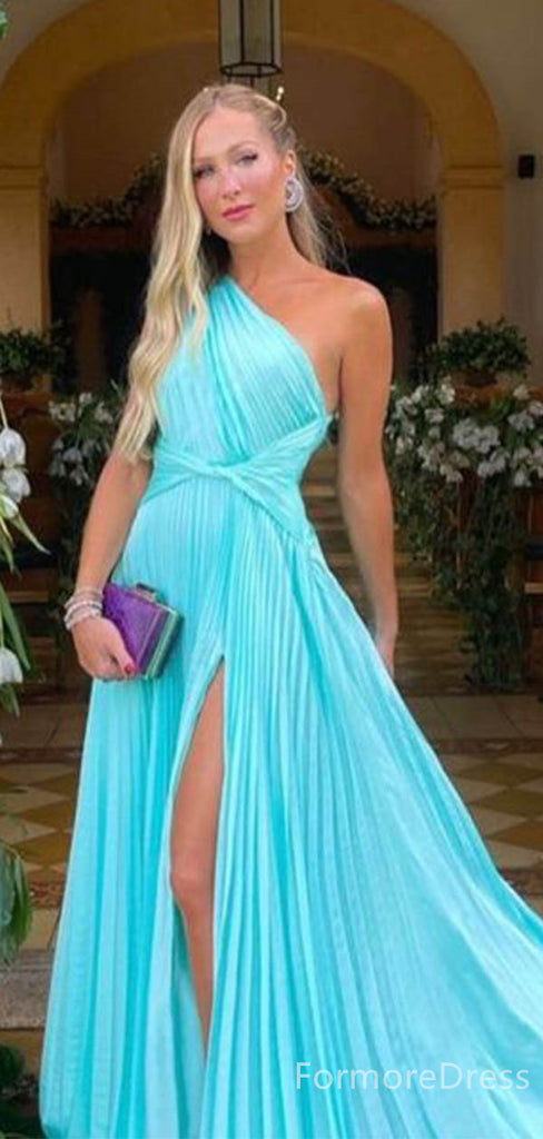 Elegant One Shoulder A-line Split Side Prom Dress, Evening Dress, PD96