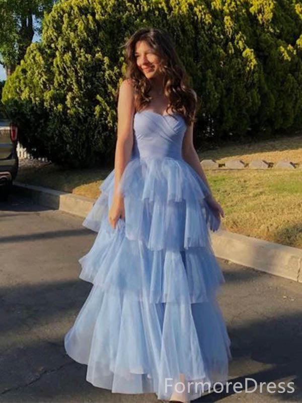 Elegant Strapless A-line Long Prom Dress, Evening Dress, PD100