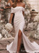 Simple Off-Shoulder Strapless Split Side Mermaid Long Wedding Dress, WD127