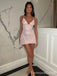 Sparkly V-neck Spaghetti Strap A-line Short Mini Homecoming Dress,  HD106