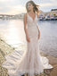 Sexy V-neck Mermaid Long Wedding Dress,  YWD01