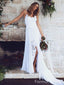 Elegant Spaghetti Strap A-line Long Wedding Dress,  WD36