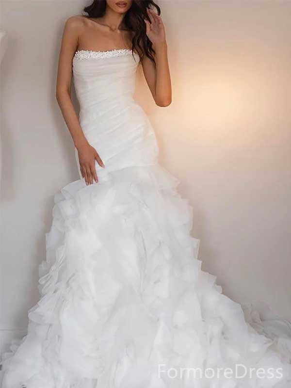 Popular Strapless A-line Long Wedding Dress, WD131