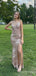 Elegant Halter A-line Split Side Long Prom Dress, Evening Dress, PD106