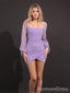 Elegant Square Long Sleeves A-line Short Mini Homecoming Dress,  HD110