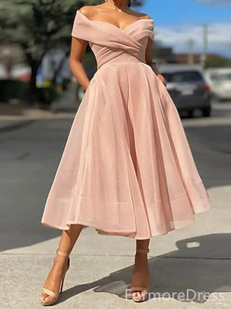 Elegant V-neck Off-Shoulder Long Homecoming Dress,  HD113