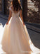 Sparkly V-neck Off-Shoulder Split Side Mermaid Long Wedding Dress, WD128