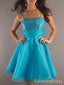 Elegant Spaghetti Strap A-line Short Mini Long Homecoming Dress,  HD116