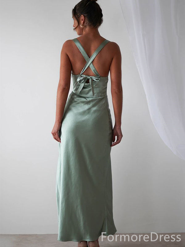 Elegant Split Side A-line Long Bridesmaid Dress,  BD137